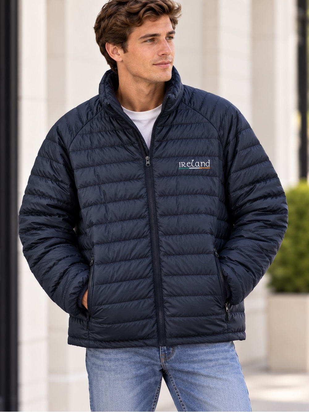 Retro Irish Heritage Collection Ireland Men's Navy Quilted Packable Jacket XXL